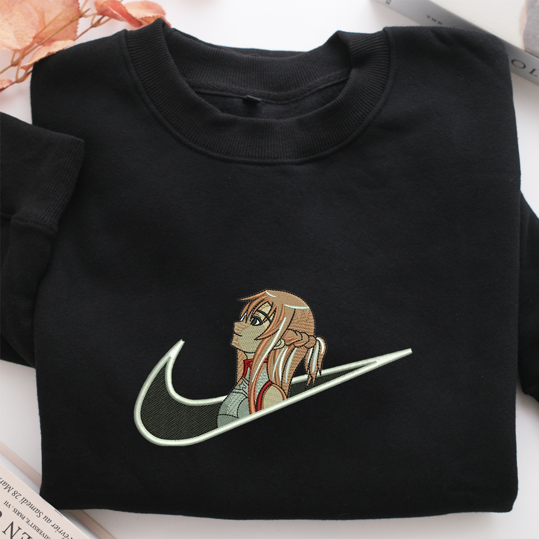 Yuuki Asuna Swoosh Nike Embroidered Sweatshirt, Nike Movie Inspired, Valentine's Day Gifts Idea For Him Her