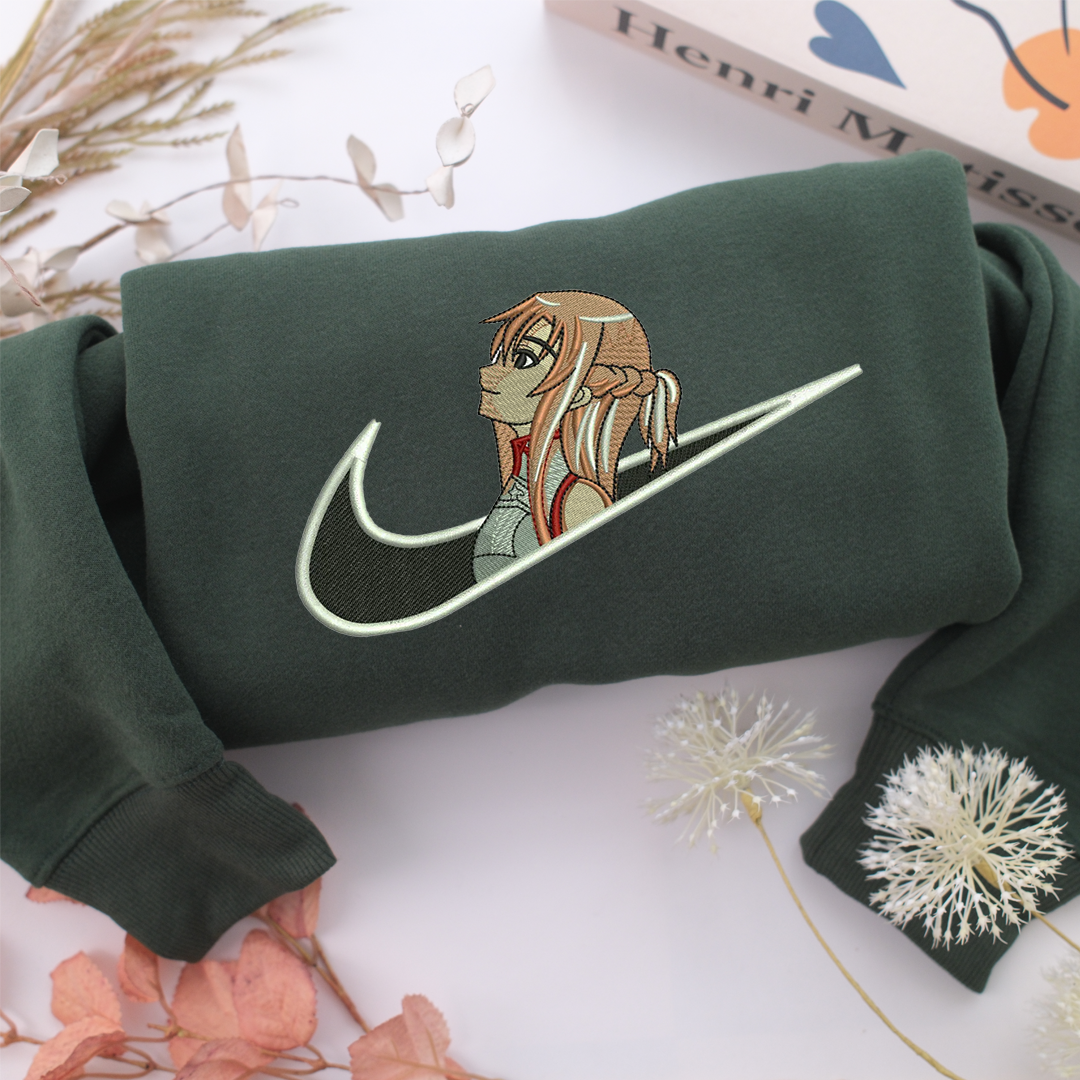 Yuuki Asuna Swoosh Nike Embroidered Sweatshirt, Nike Movie Inspired, Valentine's Day Gifts Idea For Him Her