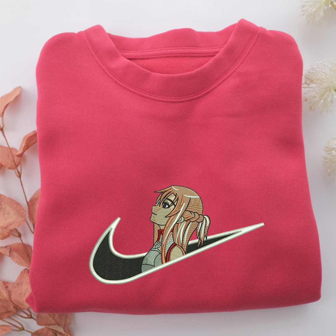 Yuuki Asuna Swoosh Nike Embroidered Sweatshirt, Nike Movie Inspired, Valentine's Day Gifts Idea For Him Her