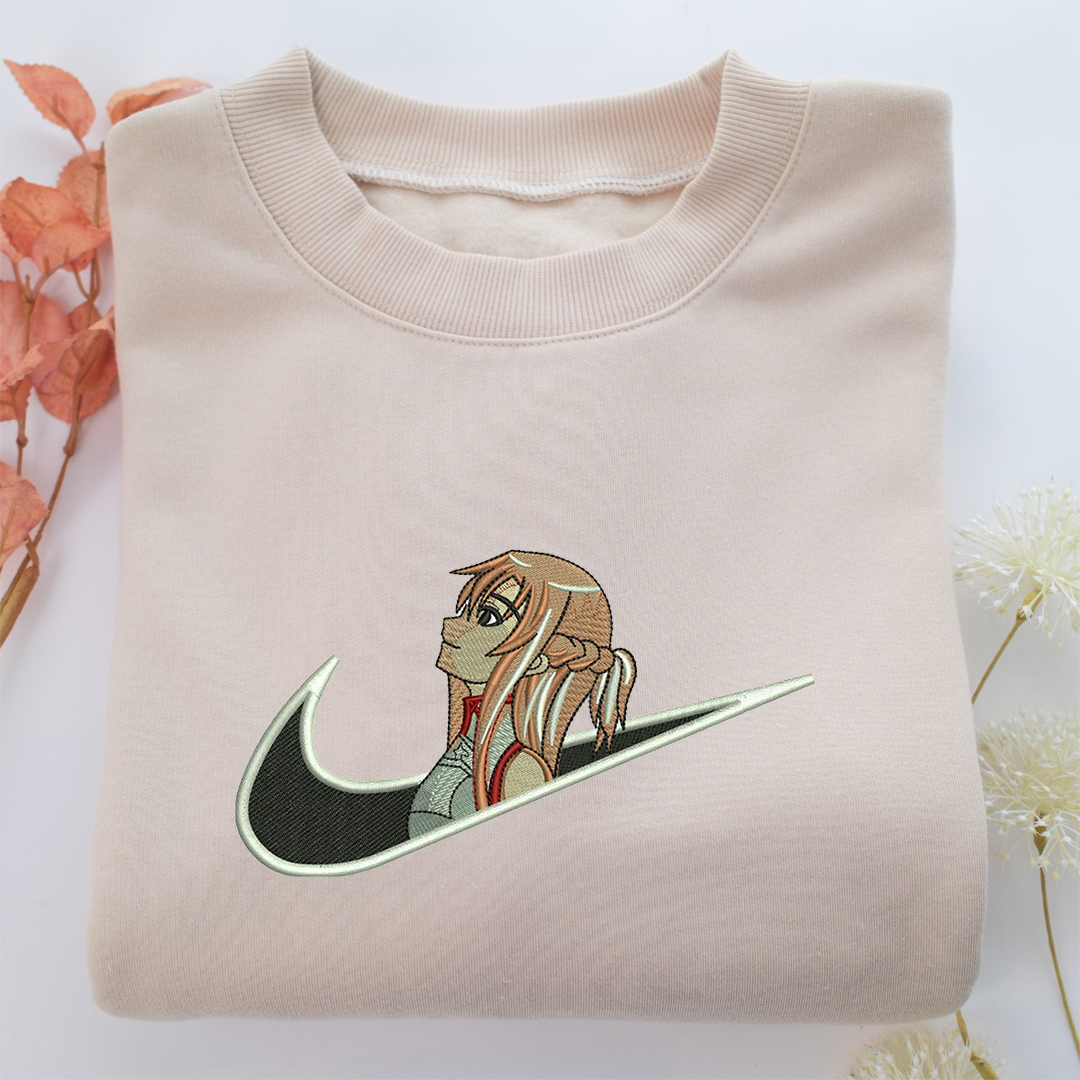 Yuuki Asuna Swoosh Nike Embroidered Sweatshirt, Nike Movie Inspired, Valentine's Day Gifts Idea For Him Her