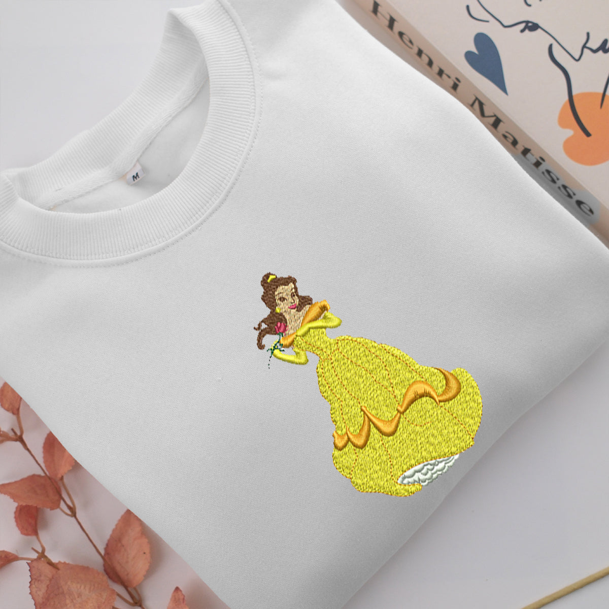 Belle v1 Embroidery, Disneyland Embroidered Sweatshirt, Movie Disney Inspired, Valentine's Day Gifts Idea For Him Her