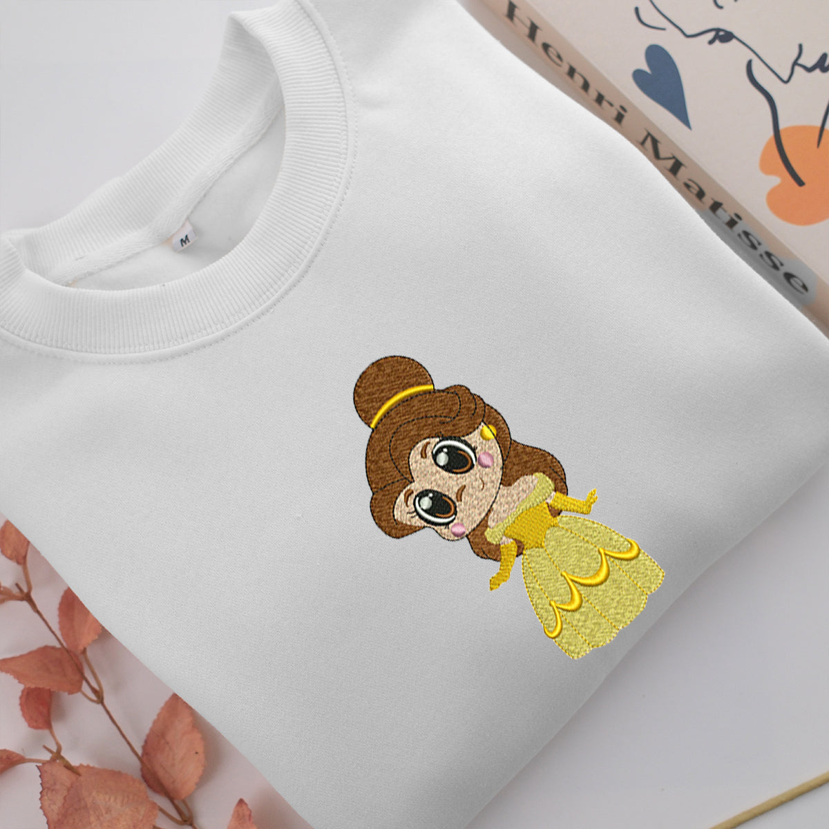 Chibi Belle Embroidery, Disneyland Embroidered Sweatshirt, Movie Disney Inspired, Valentine's Day Gifts Idea For Him Her