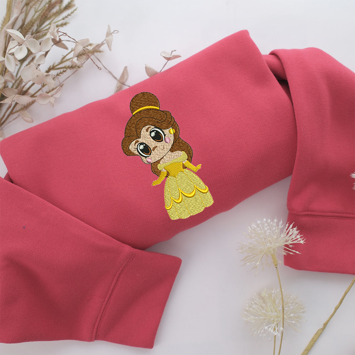 Chibi Belle Embroidery, Disneyland Embroidered Sweatshirt, Movie Disney Inspired, Valentine's Day Gifts Idea For Him Her