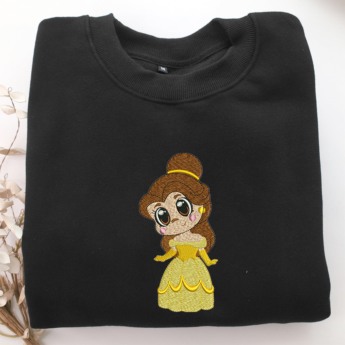 Chibi Belle Embroidery, Disneyland Embroidered Sweatshirt, Movie Disney Inspired, Valentine's Day Gifts Idea For Him Her