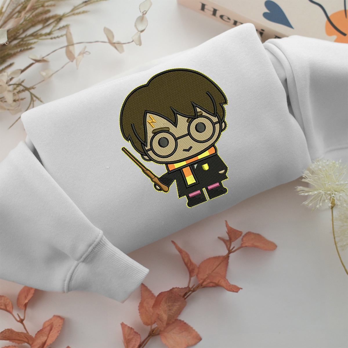 Chibi Harry Potter Embroidery, Disneyland Embroidered Sweatshirt, Movie Disney Inspired, Valentine's Day Gifts Idea For Him Her