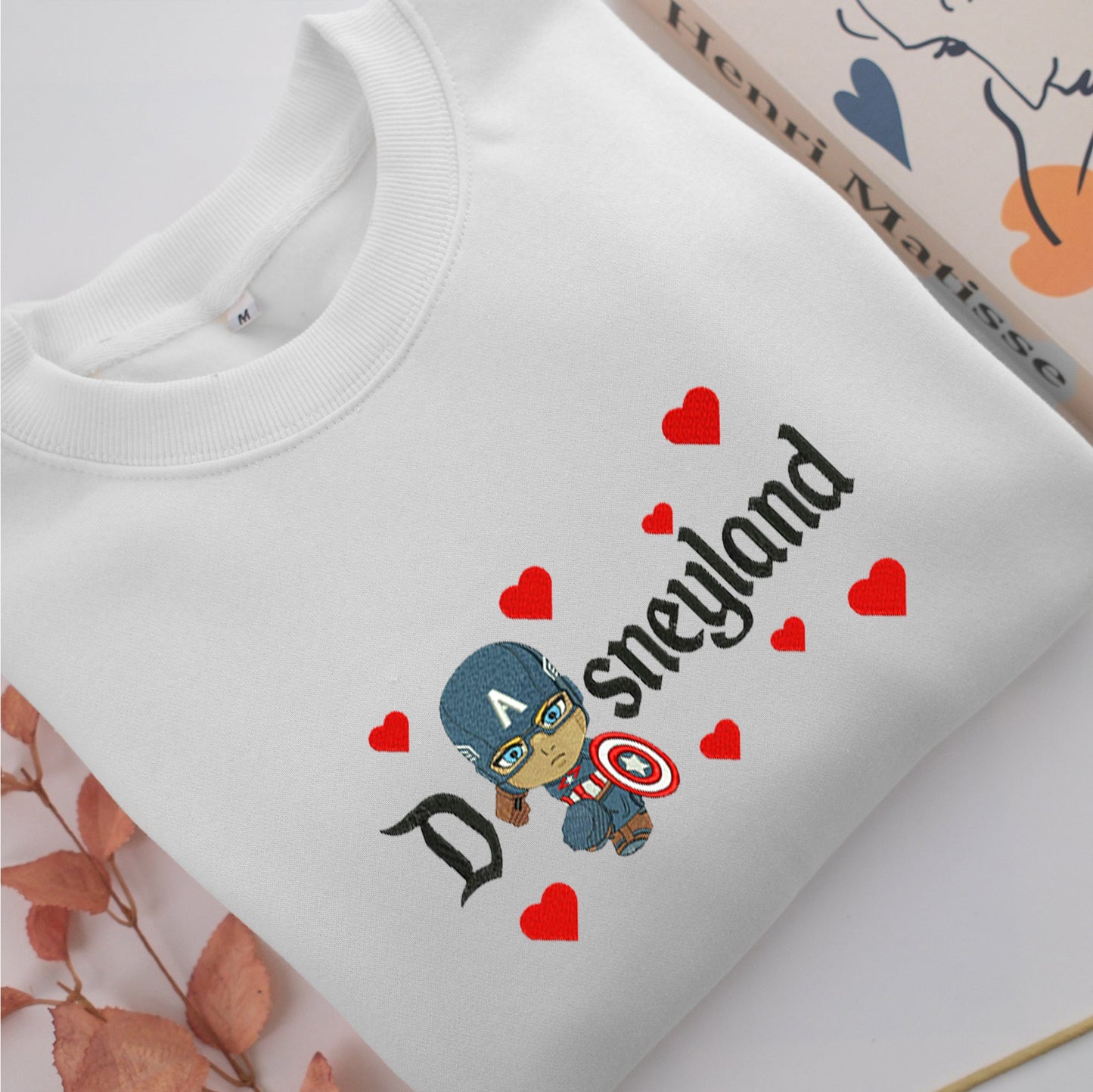 Chibi Captain America Disneyland Embroidery, Disneyland Embroidered Sweatshirt, Movie Disney Inspired, Valentine's Day Gifts Idea For Him Her