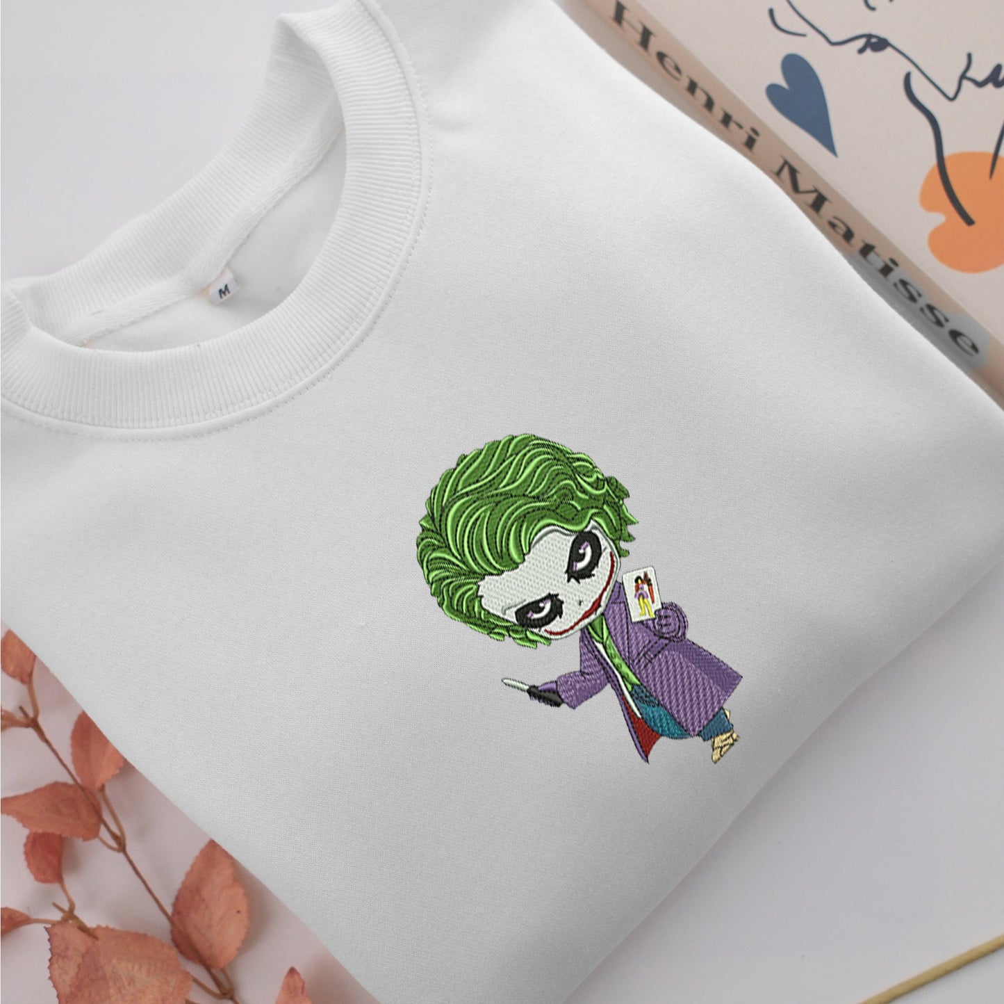 Chibi Joker Embroidery, Disneyland Embroidered Sweatshirt, Movie Disney Inspired, Valentine's Day Gifts Idea For Him Her