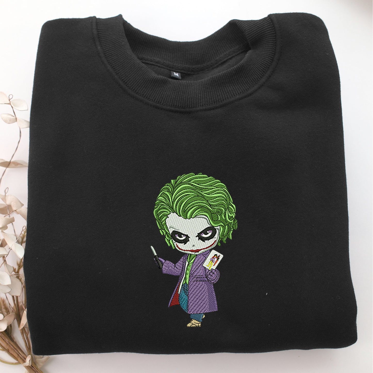 Chibi Joker Embroidery, Disneyland Embroidered Sweatshirt, Movie Disney Inspired, Valentine's Day Gifts Idea For Him Her