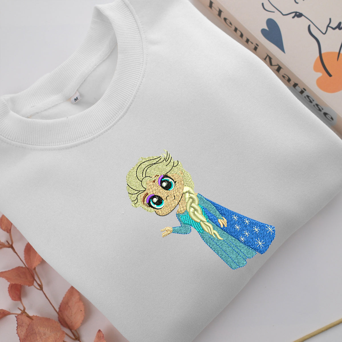 Chibi Elsa Embroidery, Disneyland Embroidered Sweatshirt, Movie Disney Inspired, Valentine's Day Gifts Idea For Him Her