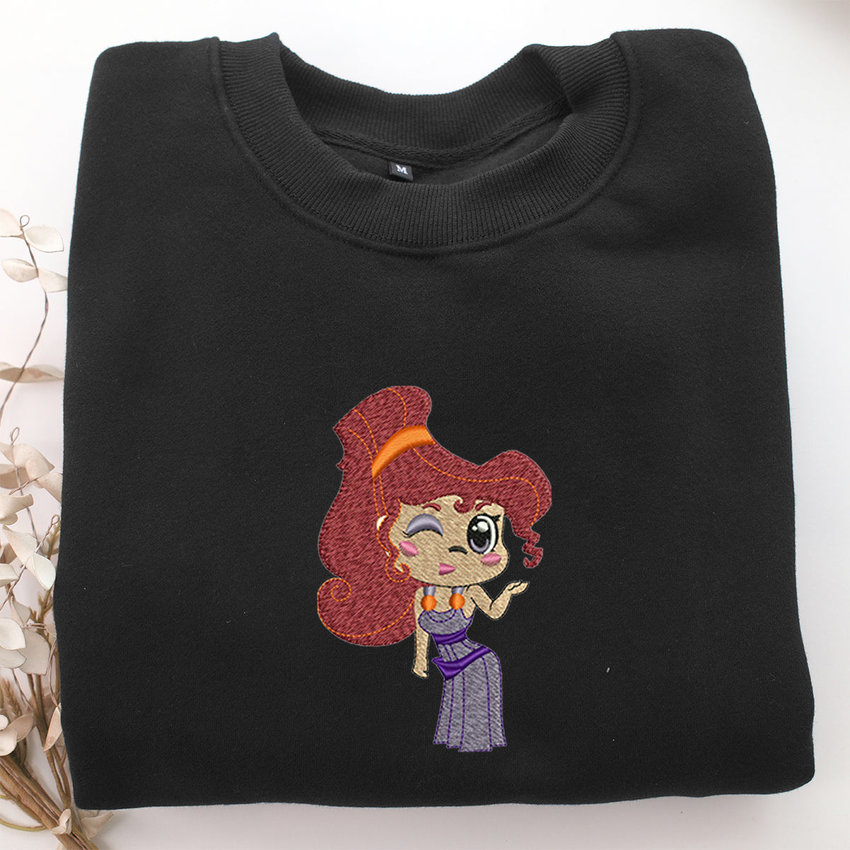 Chibi Megara Embroidery, Disneyland Embroidered Sweatshirt, Movie Disney Inspired, Valentine's Day Gifts Idea For Him Her