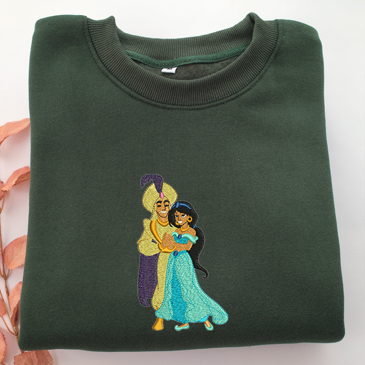 Aladdin & Jasmine Embroidery, Disneyland Embroidered Sweatshirt, Movie Disney Inspired, Valentine's Day Gifts Idea For Him Her