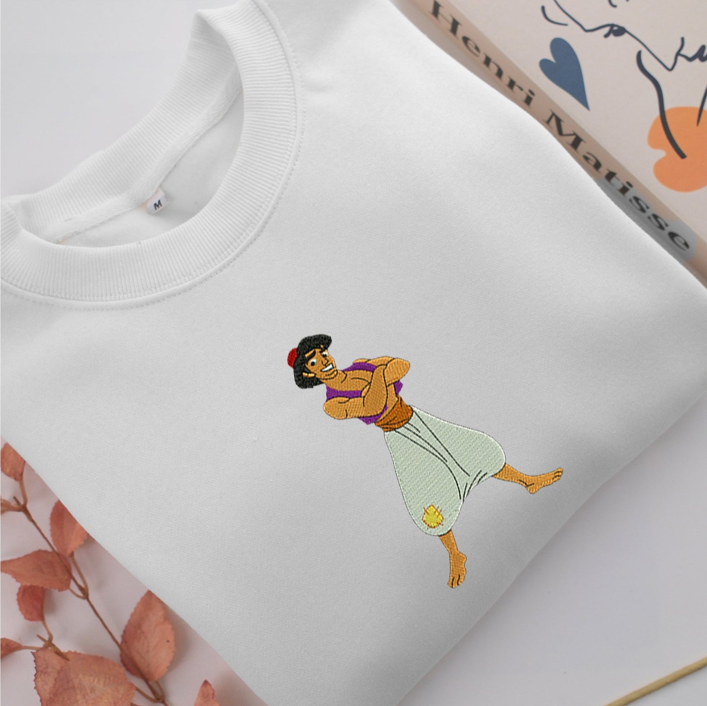 Aladdin Embroidery, Disneyland Embroidered Sweatshirt, Movie Disney Inspired, Valentine's Day Gifts Idea For Him Her