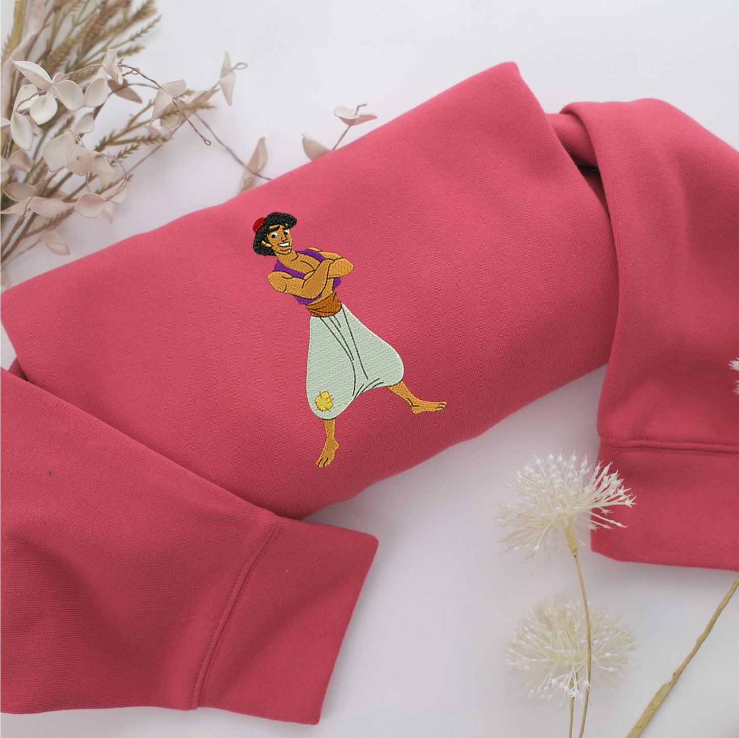 Aladdin Embroidery, Disneyland Embroidered Sweatshirt, Movie Disney Inspired, Valentine's Day Gifts Idea For Him Her