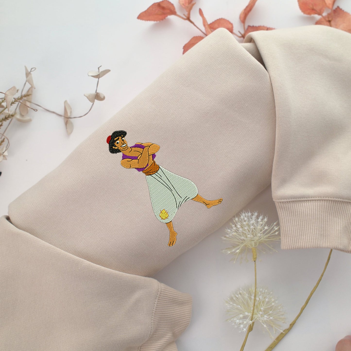 Aladdin Embroidery, Disneyland Embroidered Sweatshirt, Movie Disney Inspired, Valentine's Day Gifts Idea For Him Her