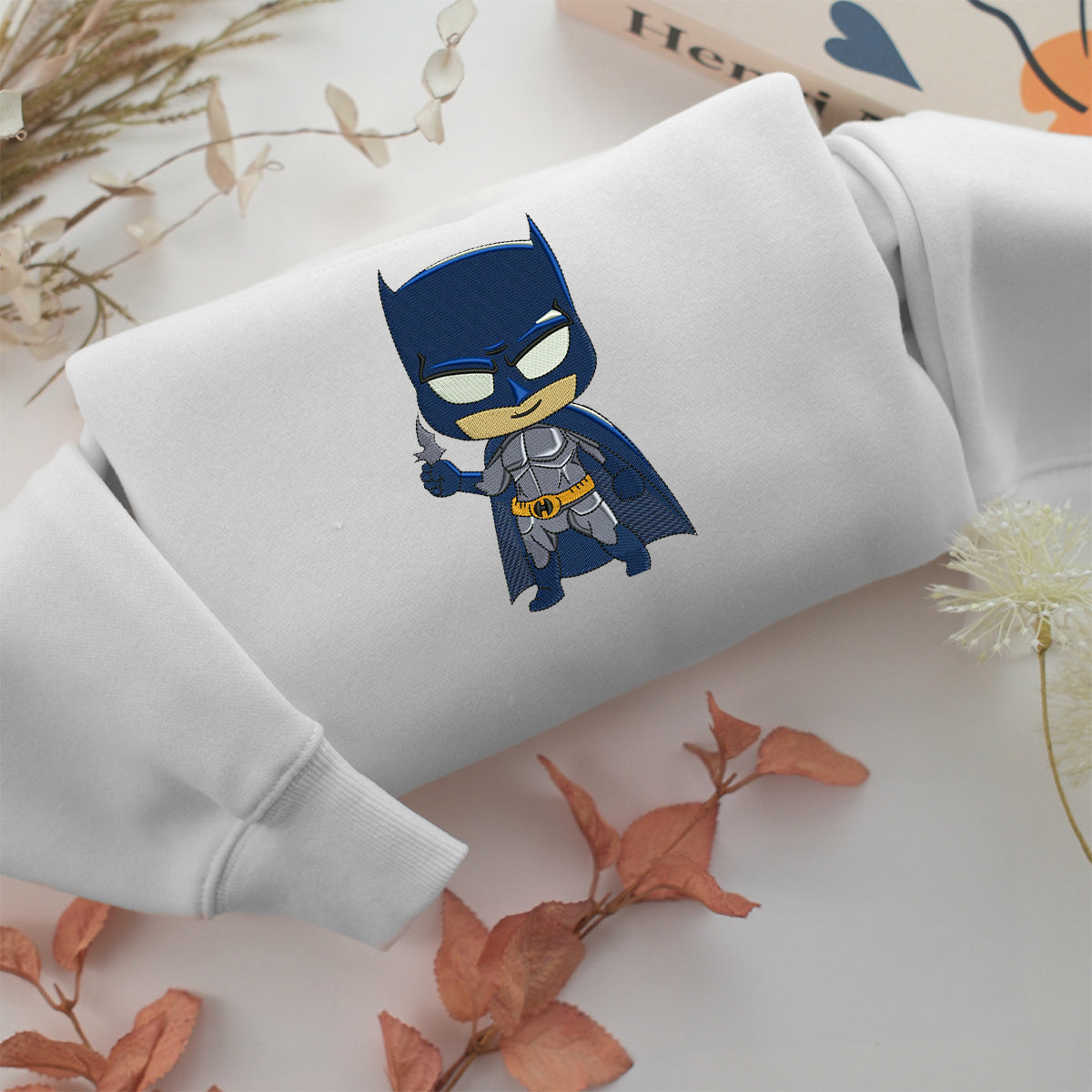 Chibi Batman Embroidery, Disneyland Embroidered Sweatshirt, Movie Disney Inspired, Valentine's Day Gifts Idea For Him Her