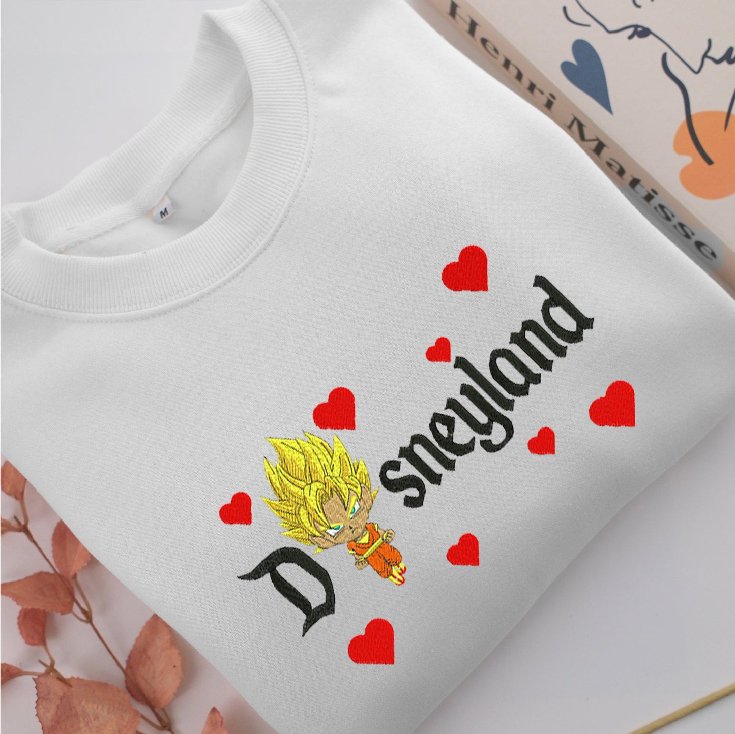 Chibi Saiyan Goku Disneyland Embroidery, Disneyland Embroidered Sweatshirt, Movie Disney Inspired, Valentine's Day Gifts Idea For Him Her