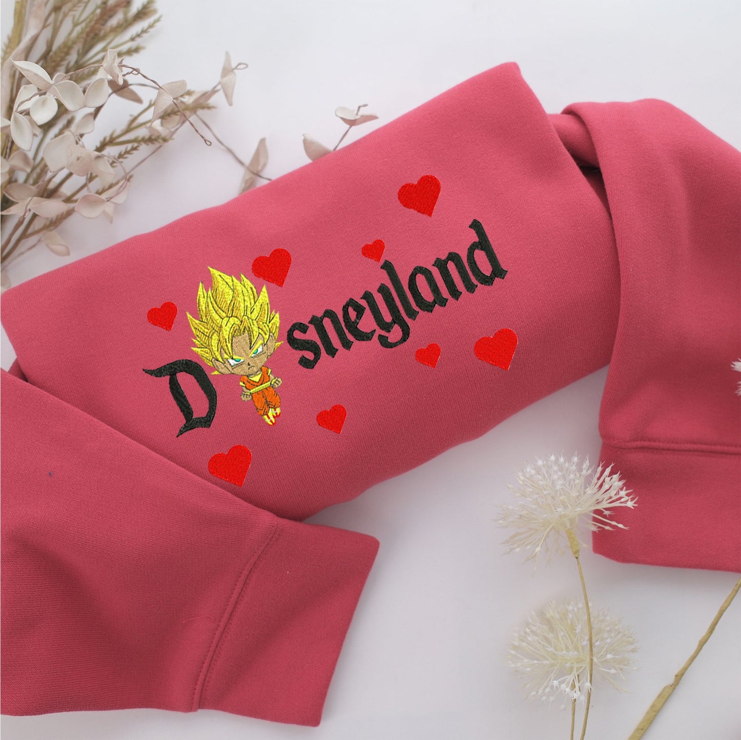 Chibi Saiyan Goku Disneyland Embroidery, Disneyland Embroidered Sweatshirt, Movie Disney Inspired, Valentine's Day Gifts Idea For Him Her