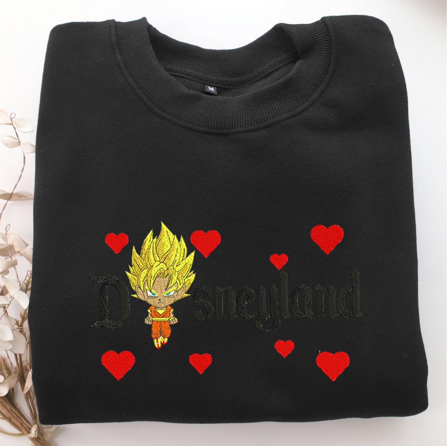 Chibi Saiyan Goku Disneyland Embroidery, Disneyland Embroidered Sweatshirt, Movie Disney Inspired, Valentine's Day Gifts Idea For Him Her