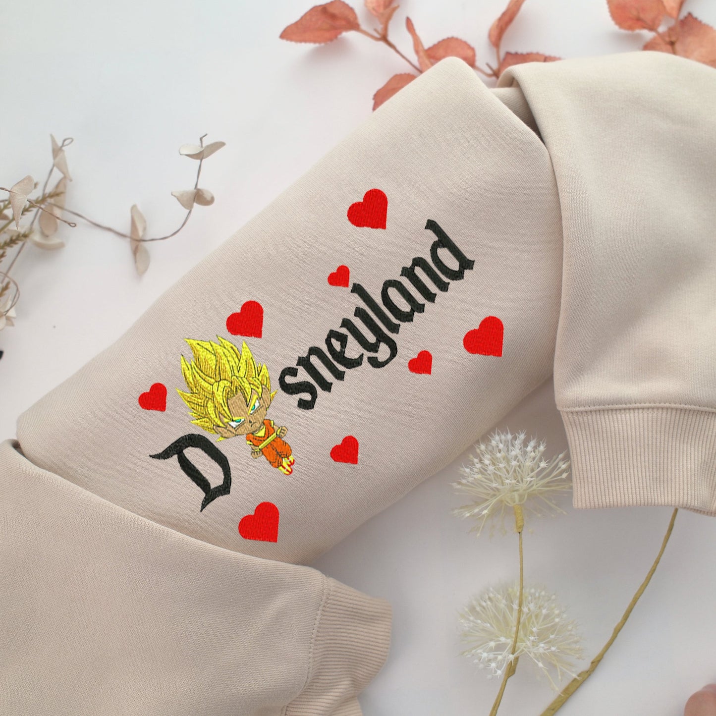 Chibi Saiyan Goku Disneyland Embroidery, Disneyland Embroidered Sweatshirt, Movie Disney Inspired, Valentine's Day Gifts Idea For Him Her