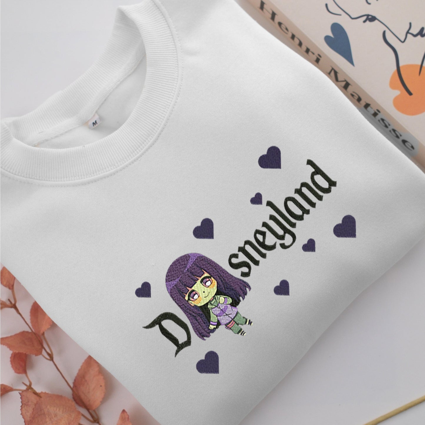 Chibi Hinata Disneyland Embroidery, Disneyland Embroidered Sweatshirt, Movie Disney Inspired, Valentine's Day Gifts Idea For Him Her