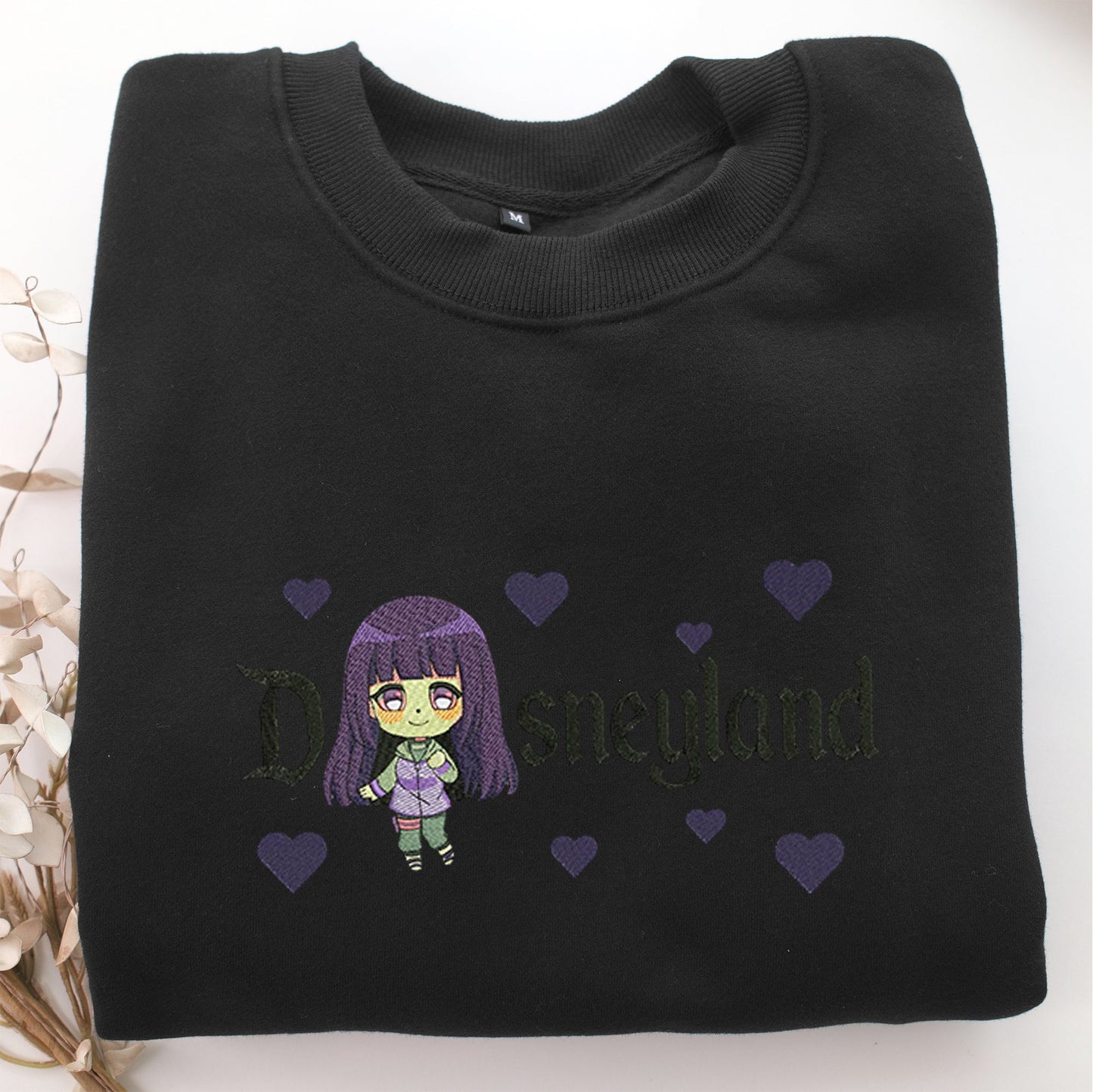 Chibi Hinata Disneyland Embroidery, Disneyland Embroidered Sweatshirt, Movie Disney Inspired, Valentine's Day Gifts Idea For Him Her