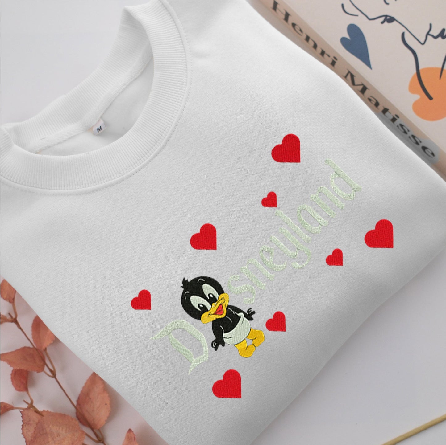 Chibi Daffy Duck Disneyland Embroidery, Disneyland Embroidered Sweatshirt, Movie Disney Inspired, Valentine's Day Gifts Idea For Him Her