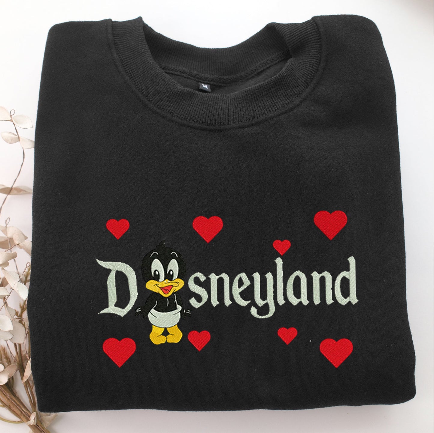Chibi Daffy Duck Disneyland Embroidery, Disneyland Embroidered Sweatshirt, Movie Disney Inspired, Valentine's Day Gifts Idea For Him Her