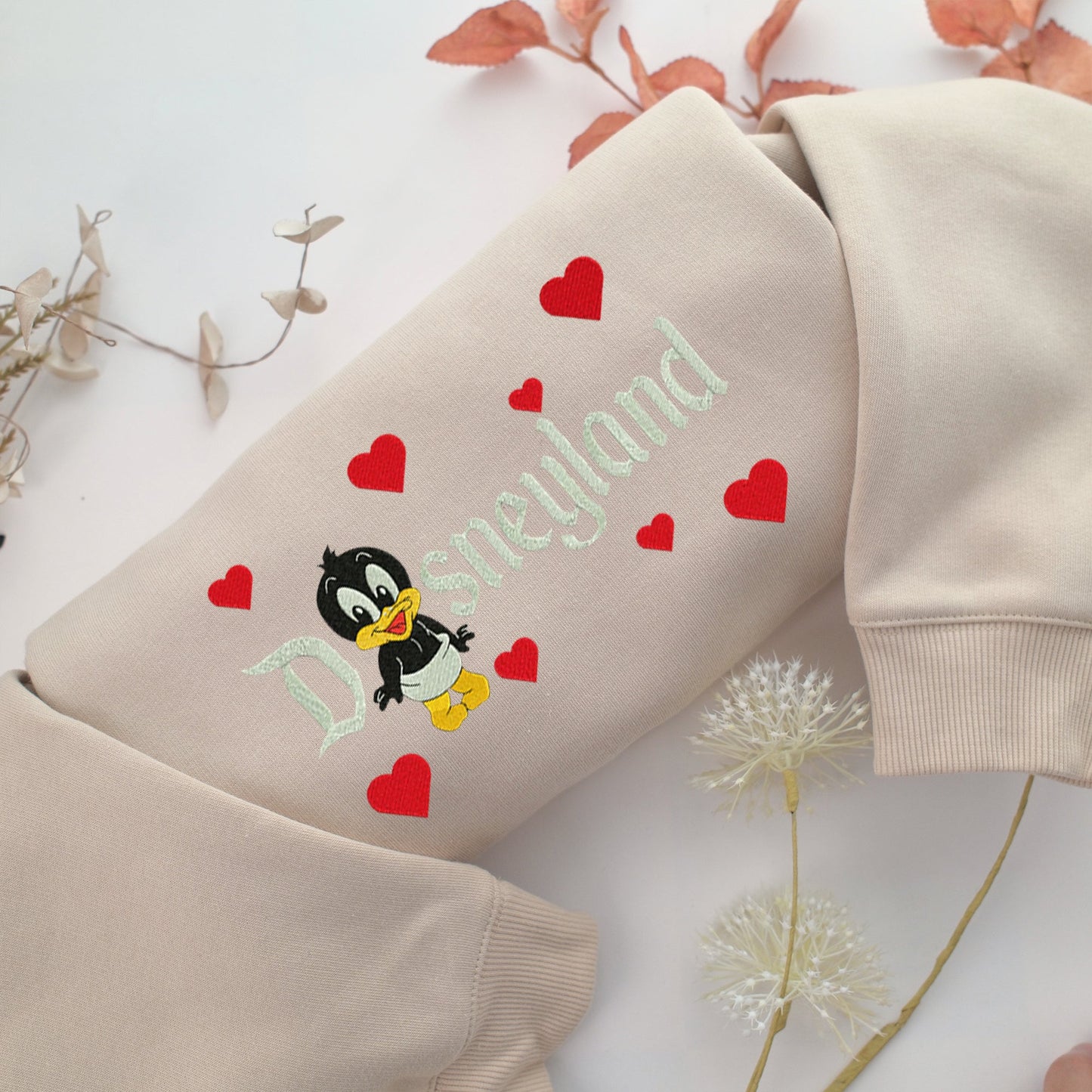 Chibi Daffy Duck Disneyland Embroidery, Disneyland Embroidered Sweatshirt, Movie Disney Inspired, Valentine's Day Gifts Idea For Him Her