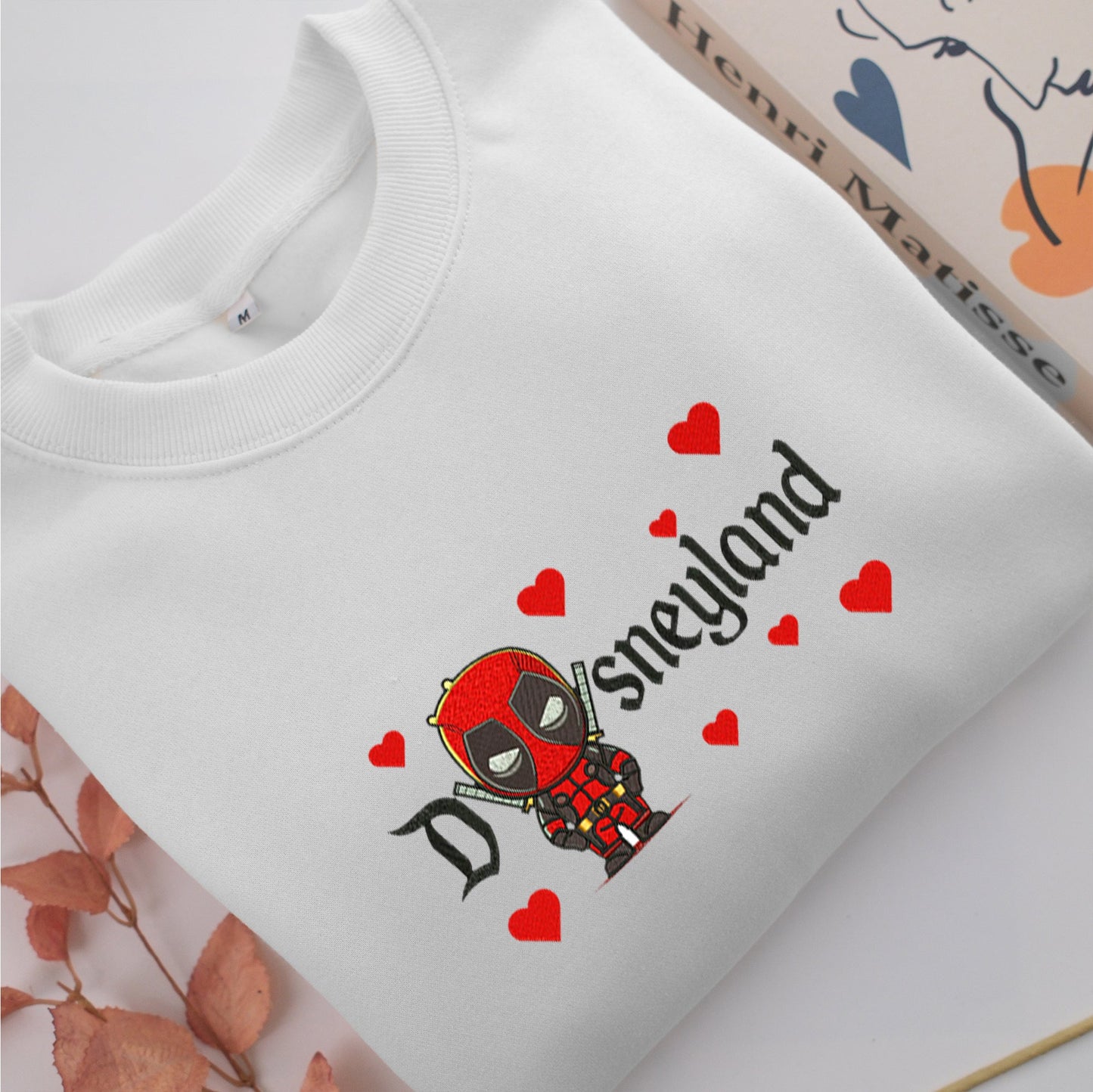 Chibi Deadpool Disneyland Embroidery, Disneyland Embroidered Sweatshirt, Movie Disney Inspired, Valentine's Day Gifts Idea For Him Her