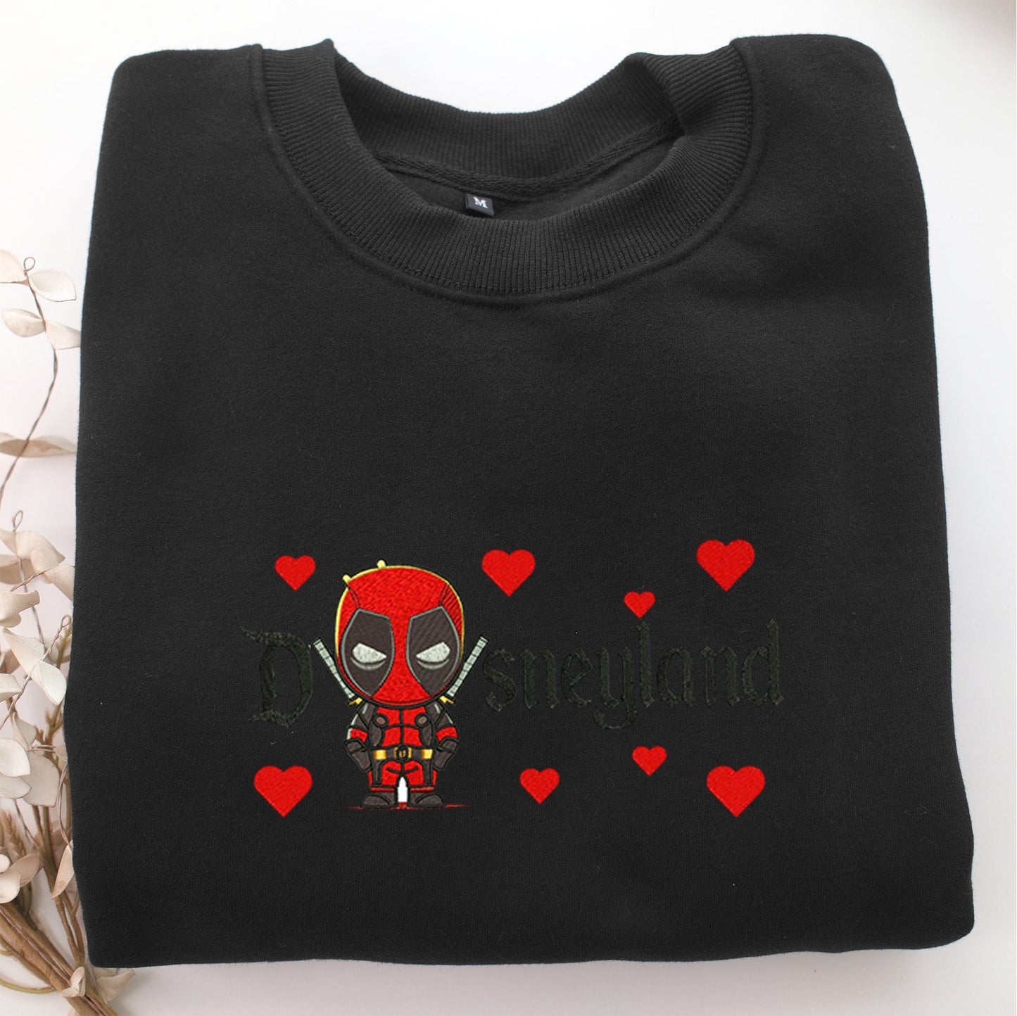Chibi Deadpool Disneyland Embroidery, Disneyland Embroidered Sweatshirt, Movie Disney Inspired, Valentine's Day Gifts Idea For Him Her