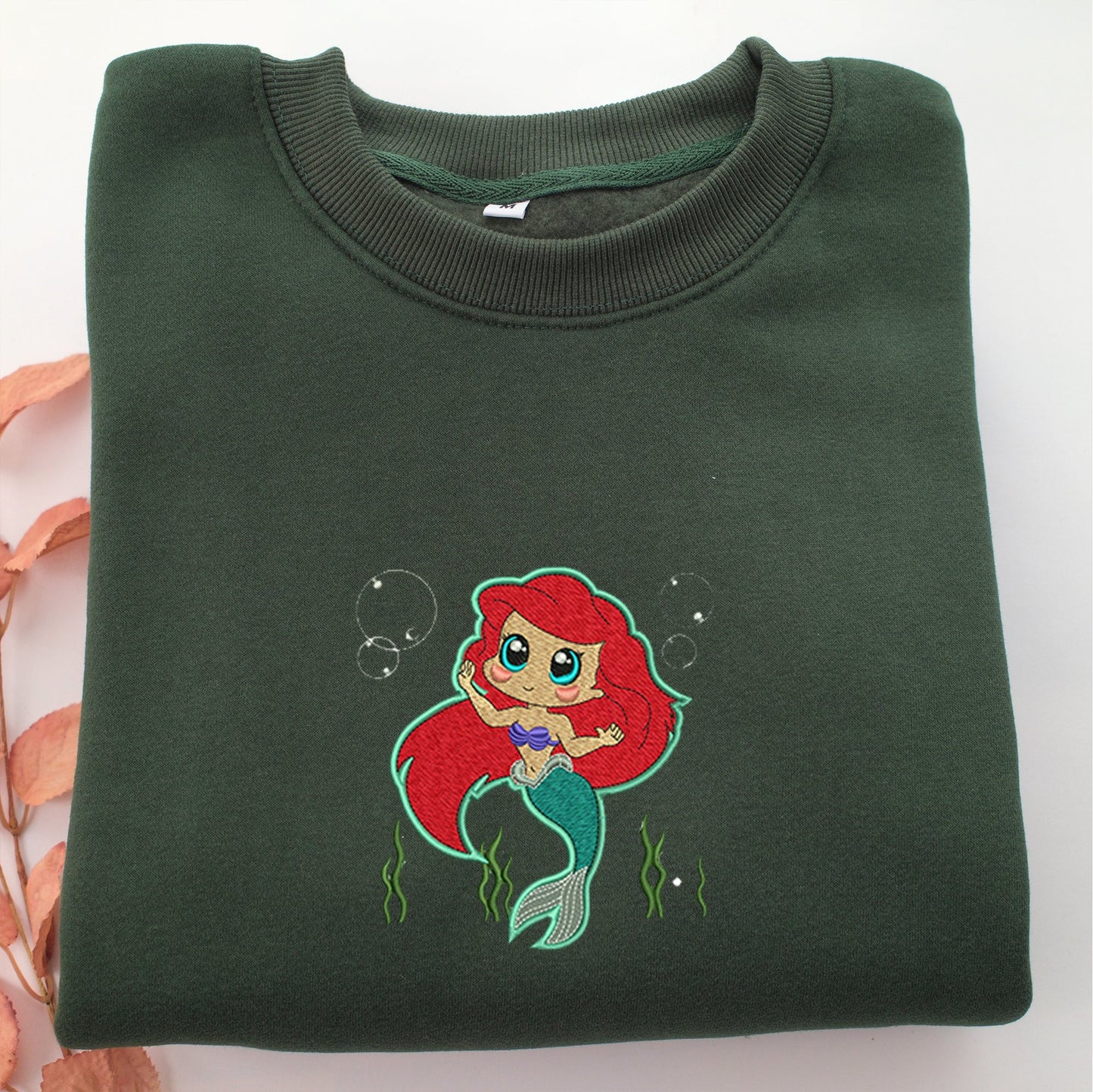 Chibi Ariel Embroidery, Disneyland Embroidered Sweatshirt, Movie Disney Inspired, Valentine's Day Gifts Idea For Him Her