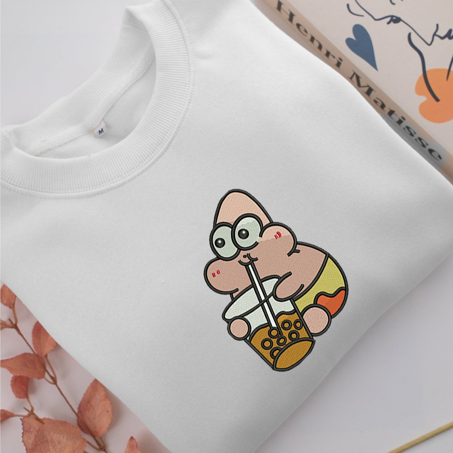 Chibi Patrick Star Embroidery, Disneyland Embroidered Sweatshirt, Movie Disney Inspired, Valentine's Day Gifts Idea For Him Her