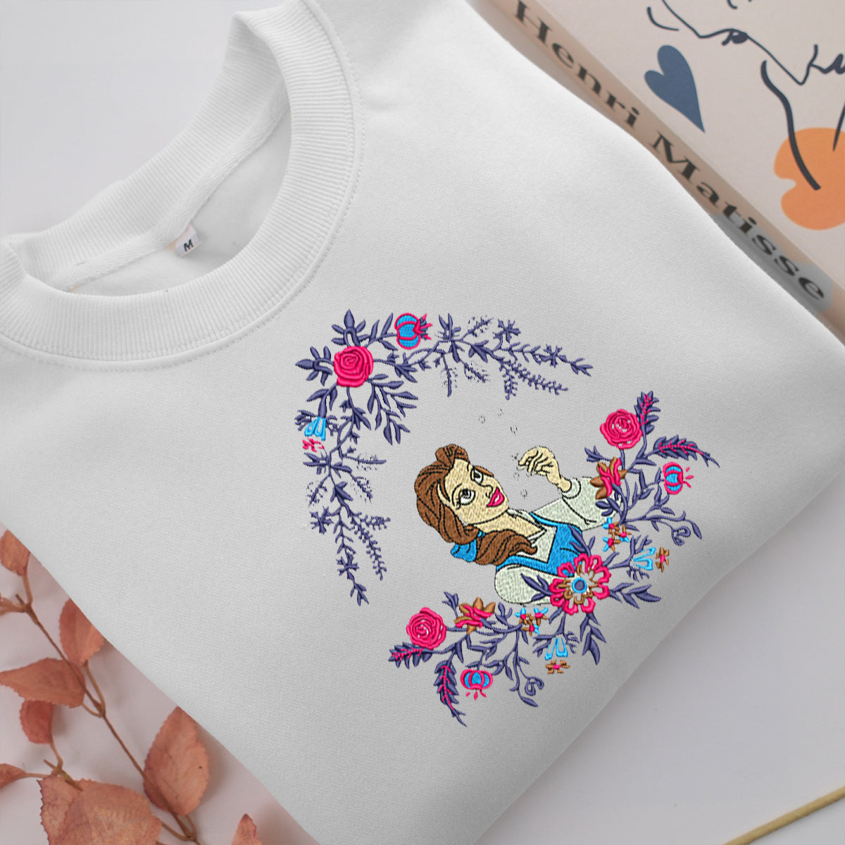 Belle v2 Embroidery, Disneyland Embroidered Sweatshirt, Movie Disney Inspired, Valentine's Day Gifts Idea For Him Her
