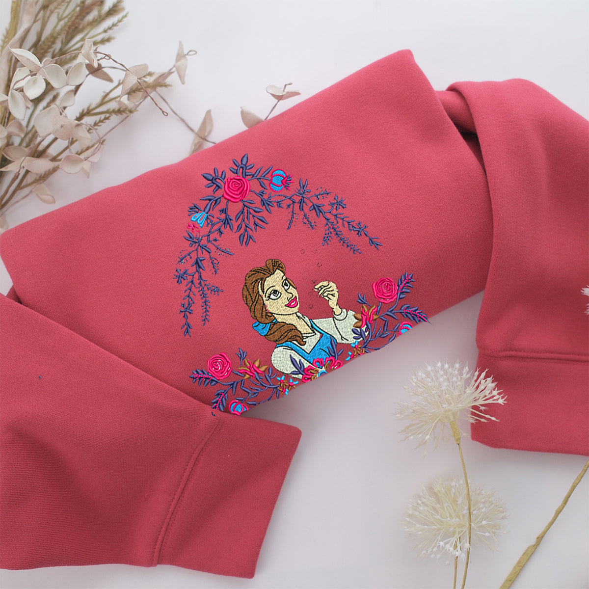 Belle v2 Embroidery, Disneyland Embroidered Sweatshirt, Movie Disney Inspired, Valentine's Day Gifts Idea For Him Her