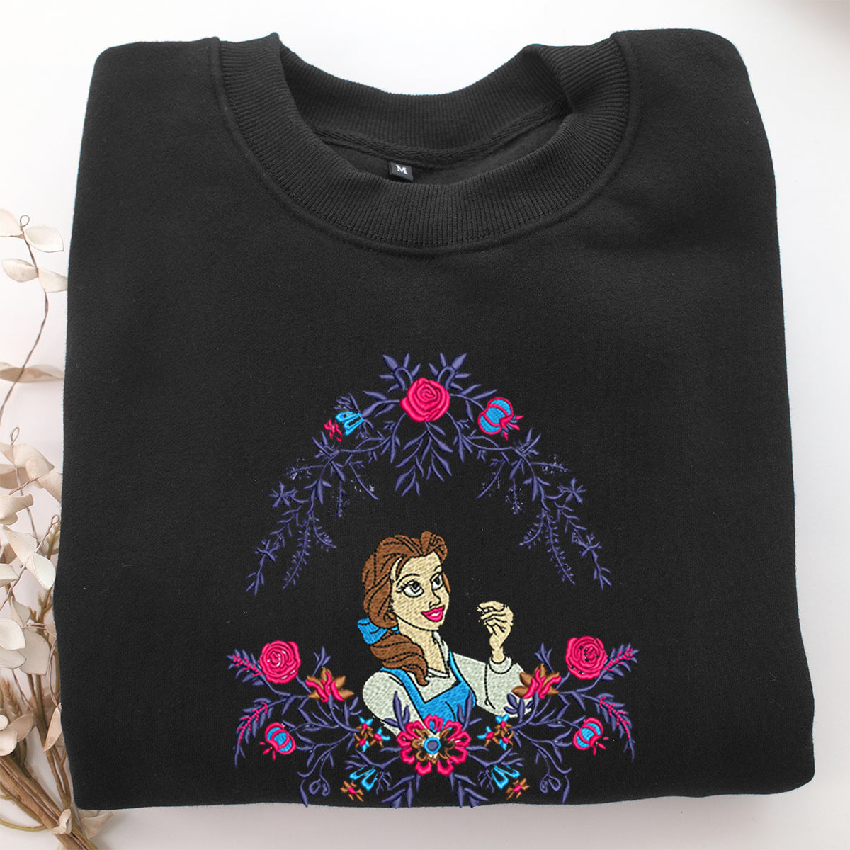 Belle v2 Embroidery, Disneyland Embroidered Sweatshirt, Movie Disney Inspired, Valentine's Day Gifts Idea For Him Her