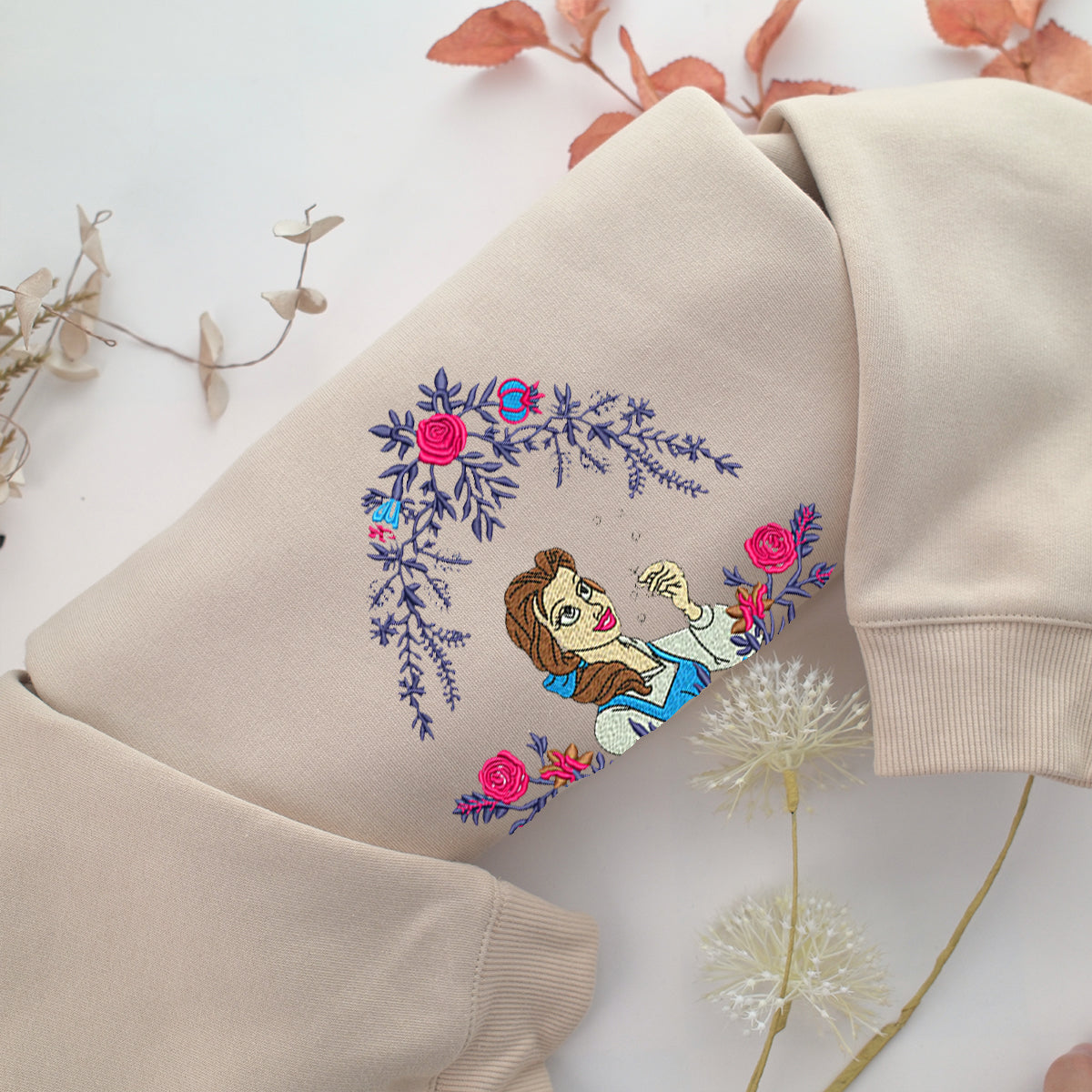 Belle v2 Embroidery, Disneyland Embroidered Sweatshirt, Movie Disney Inspired, Valentine's Day Gifts Idea For Him Her