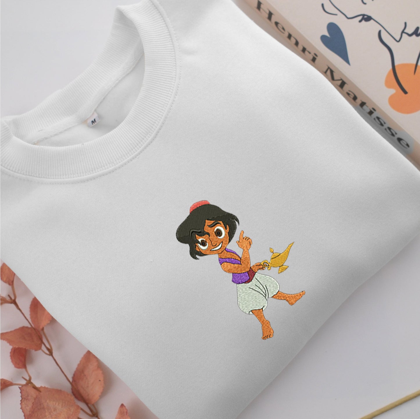 Chibi Aladdin Embroidery, Disneyland Embroidered Sweatshirt, Movie Disney Inspired, Valentine's Day Gifts Idea For Him Her