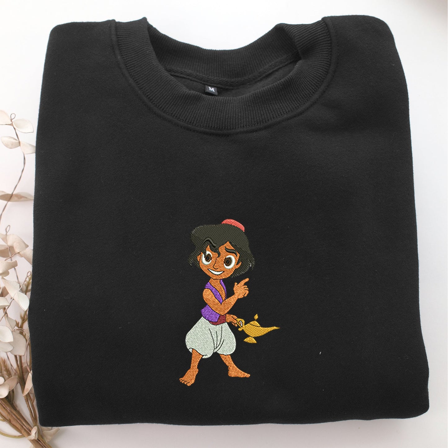 Chibi Aladdin Embroidery, Disneyland Embroidered Sweatshirt, Movie Disney Inspired, Valentine's Day Gifts Idea For Him Her