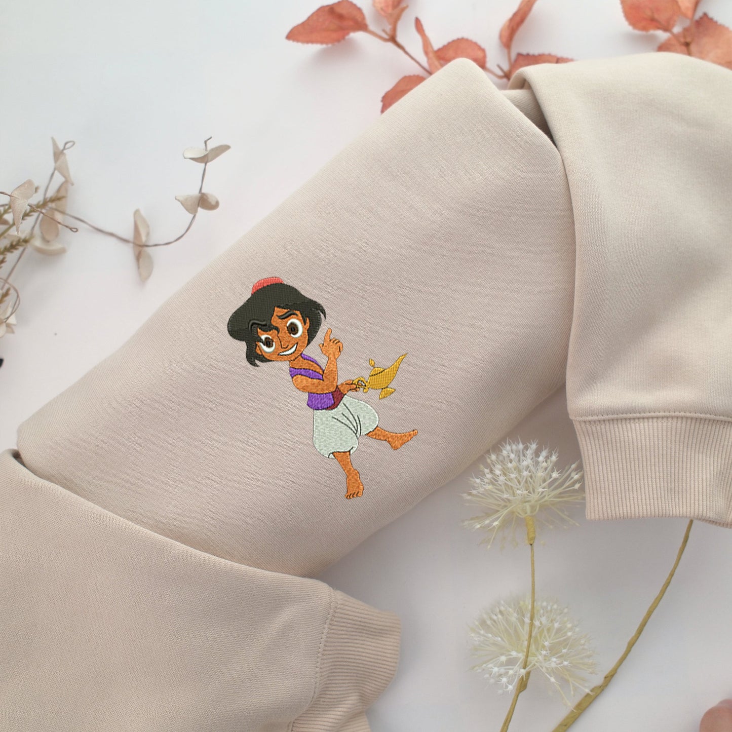 Chibi Aladdin Embroidery, Disneyland Embroidered Sweatshirt, Movie Disney Inspired, Valentine's Day Gifts Idea For Him Her