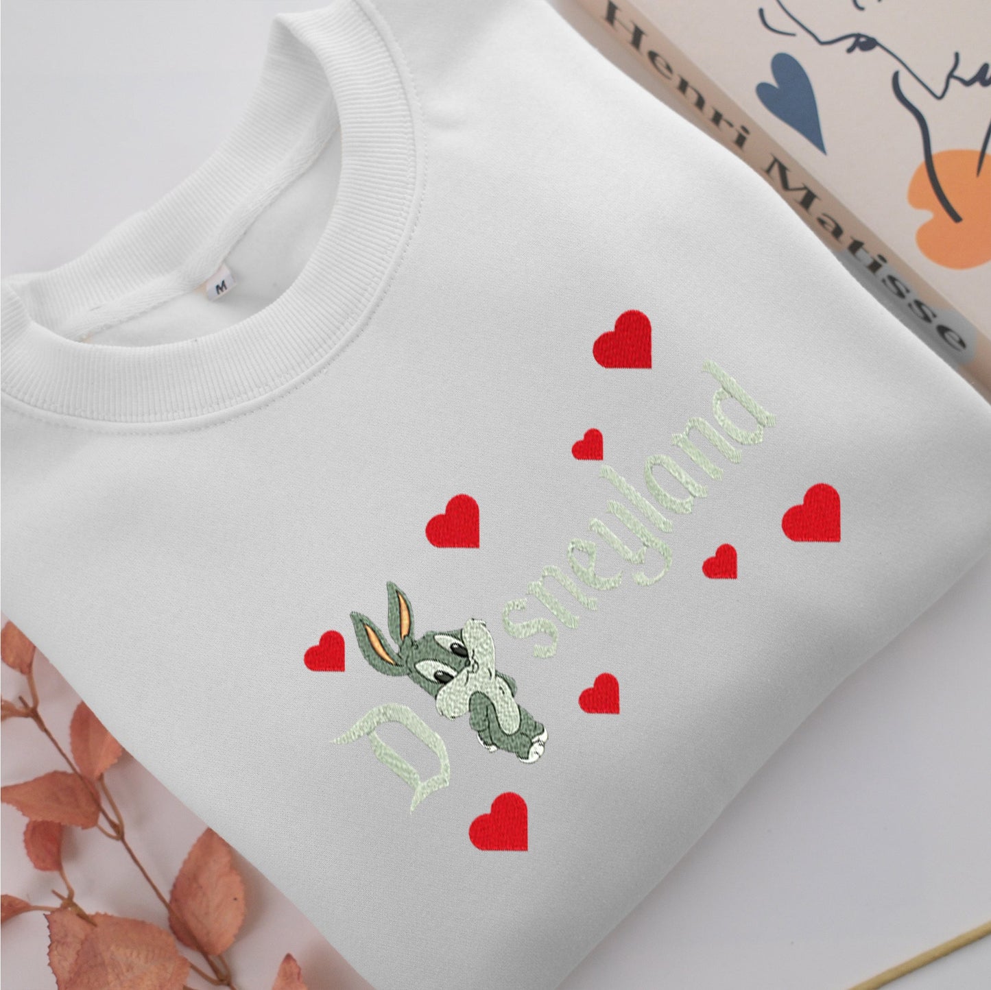 Chibi Bugs Bunny Disneyland Embroidery, Disneyland Embroidered Sweatshirt, Movie Disney Inspired, Valentine's Day Gifts Idea For Him Her
