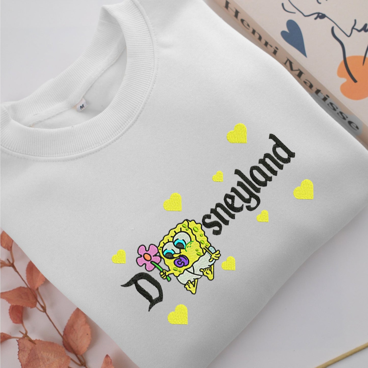 Chibi SpongeBob Disneyland Embroidery, Disneyland Embroidered Sweatshirt, Movie Disney Inspired, Valentine's Day Gifts Idea For Him Her
