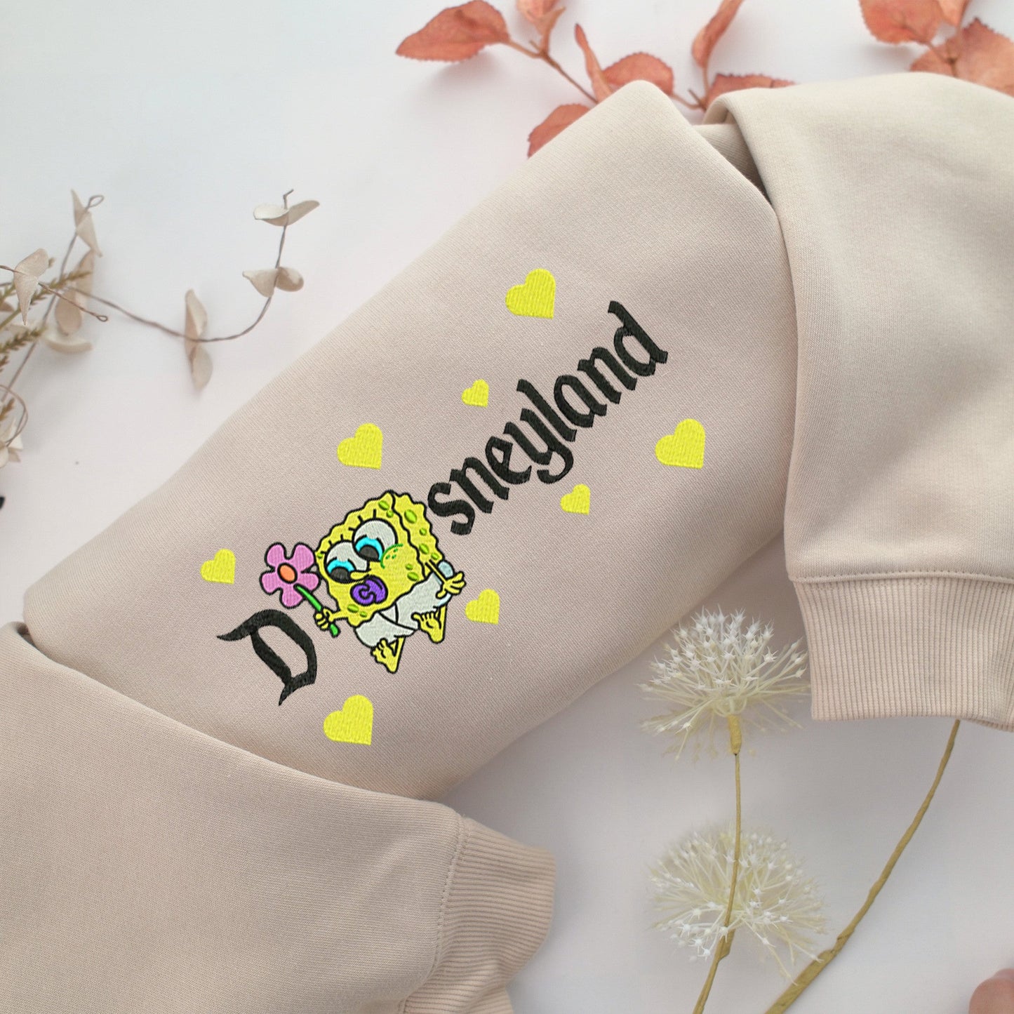Chibi SpongeBob Disneyland Embroidery, Disneyland Embroidered Sweatshirt, Movie Disney Inspired, Valentine's Day Gifts Idea For Him Her
