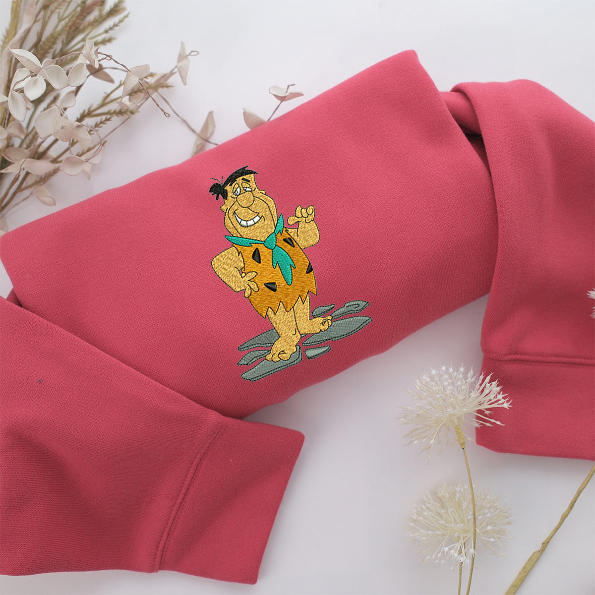 Fred Flintstone Embroidery, Disneyland Embroidered Sweatshirt, Movie Disney Inspired, Valentine's Day Gifts Idea For Him Her