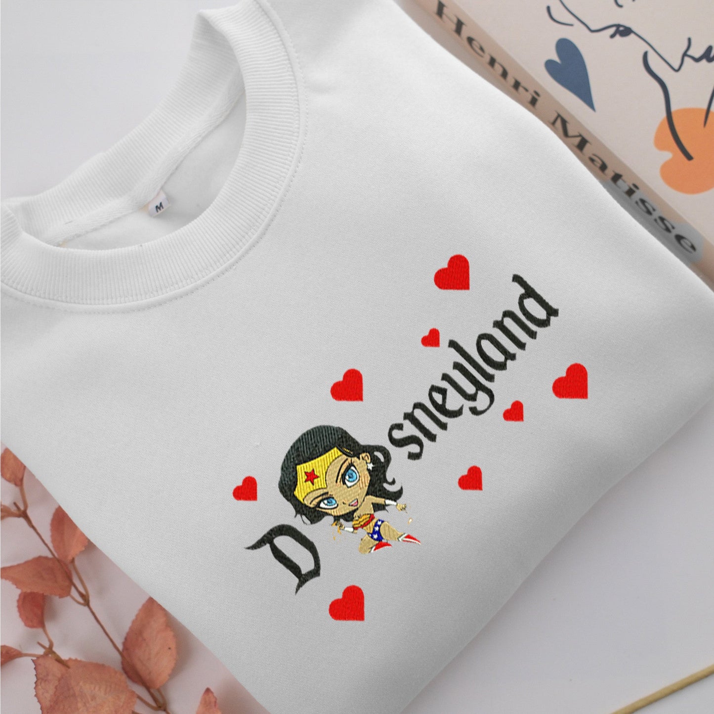 Chibi Wonder Woman Disneyland Embroidery, Disneyland Embroidered Sweatshirt, Movie Disney Inspired, Valentine's Day Gifts Idea For Him Her