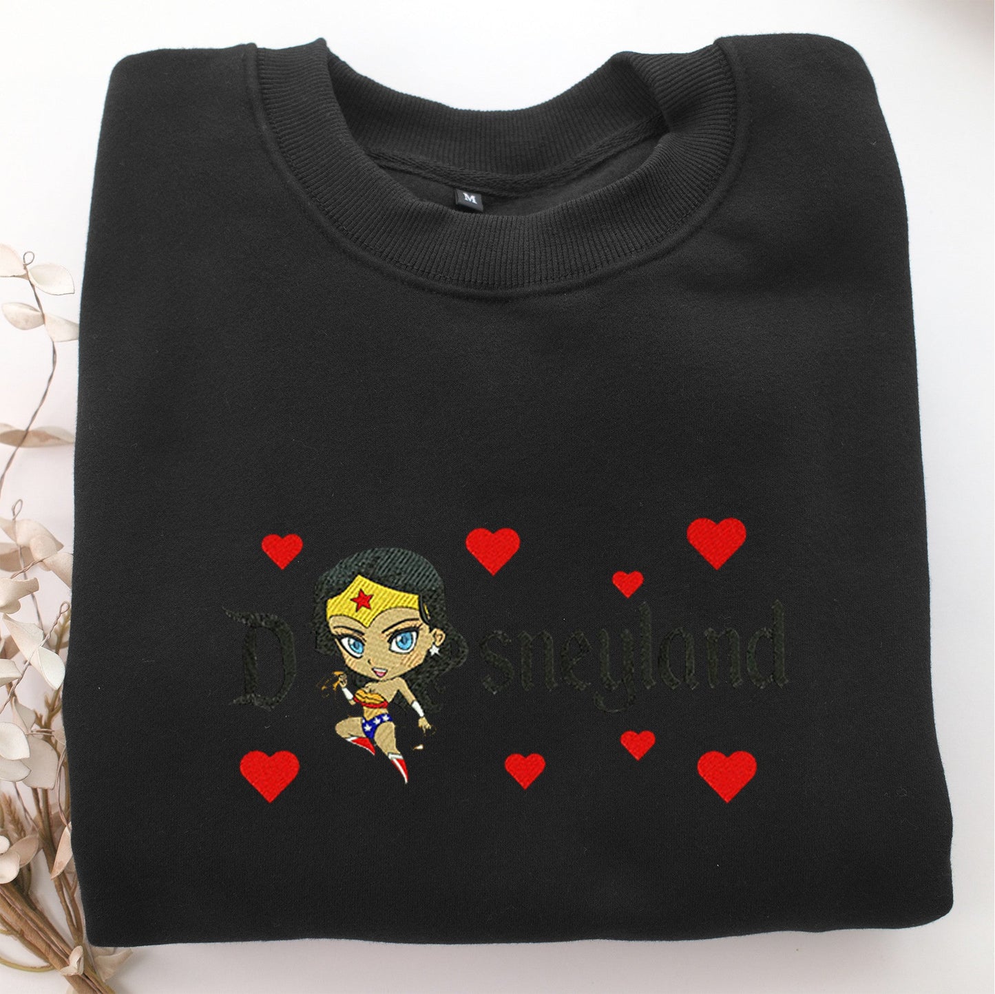 Chibi Wonder Woman Disneyland Embroidery, Disneyland Embroidered Sweatshirt, Movie Disney Inspired, Valentine's Day Gifts Idea For Him Her
