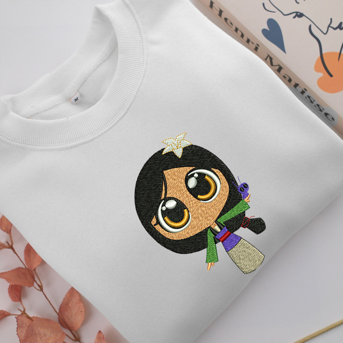 Chibi Mulan Embroidery, Disneyland Embroidered Sweatshirt, Movie Disney Inspired, Valentine's Day Gifts Idea For Him Her