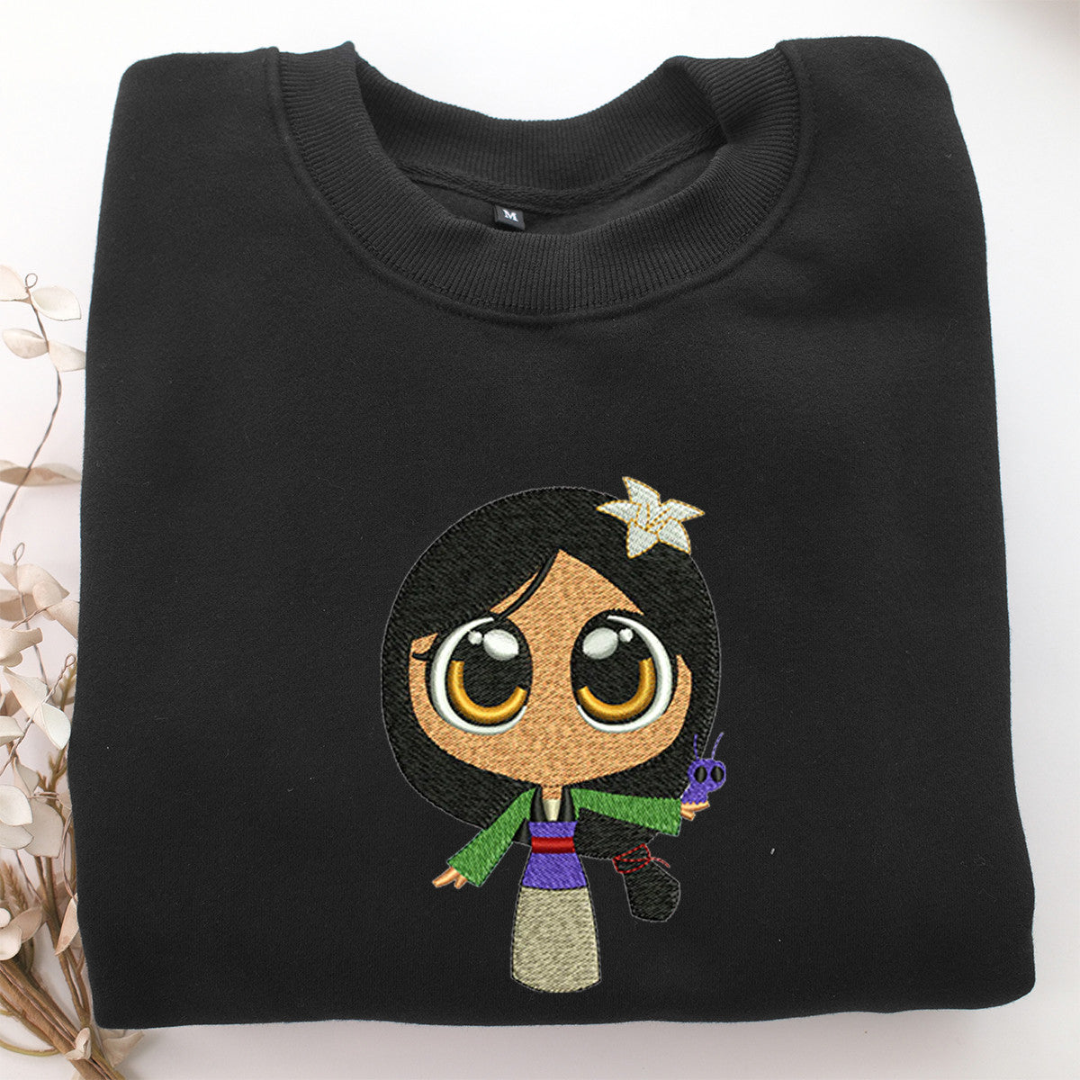 Chibi Mulan Embroidery, Disneyland Embroidered Sweatshirt, Movie Disney Inspired, Valentine's Day Gifts Idea For Him Her