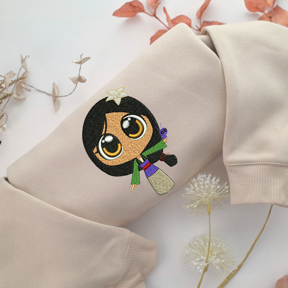 Chibi Mulan Embroidery, Disneyland Embroidered Sweatshirt, Movie Disney Inspired, Valentine's Day Gifts Idea For Him Her