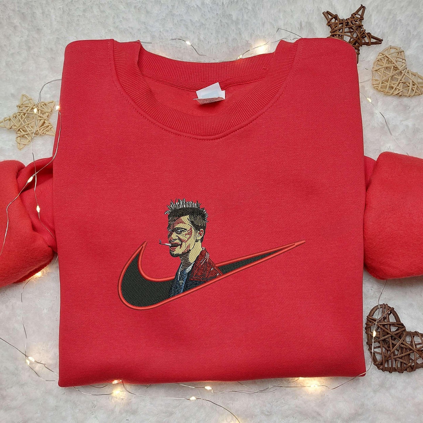 Brad Pitt x Nike Embroidered Shirt Custom Nike Embroidered Shirt Cartoon Embroidered Shirt