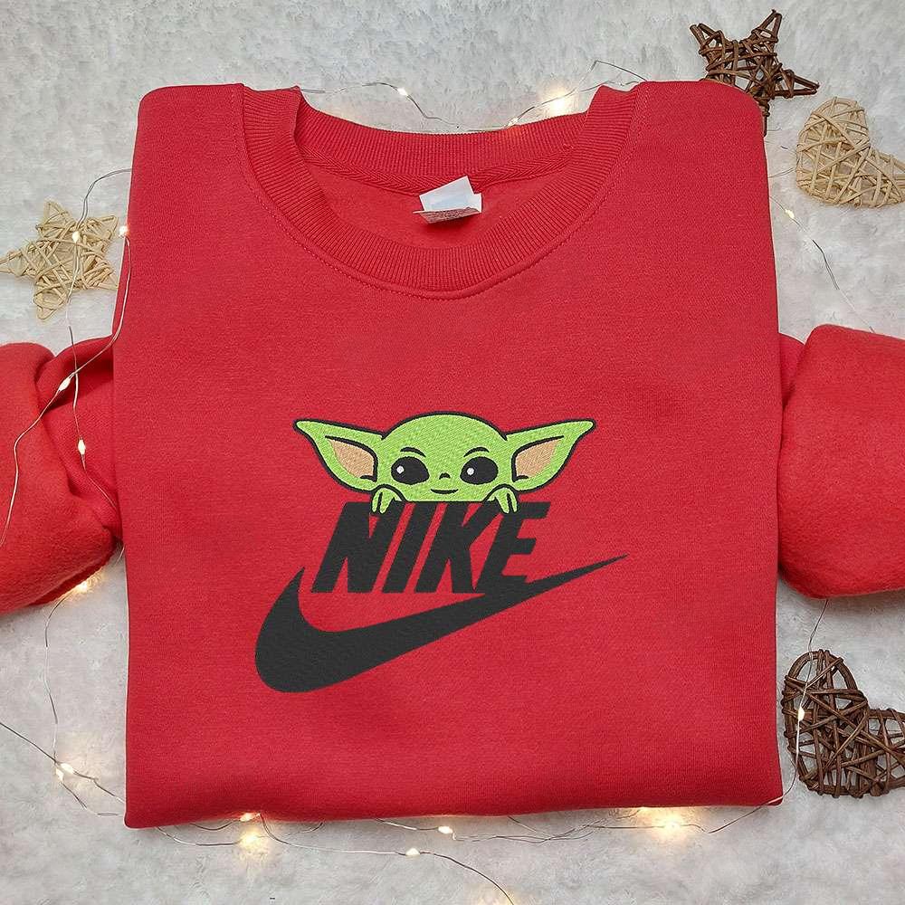 Baby Yoda x Nike Moive Embroidered Sweatshirt Nike Inspired Embroidered Shirt Best Gift for Family